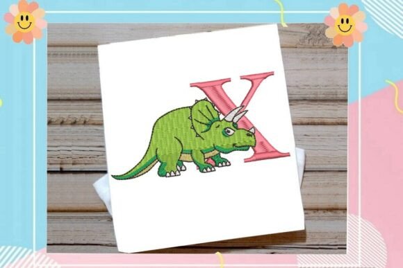 Dinosaur Monogram Alphabet Letter X Embroidery Design Review